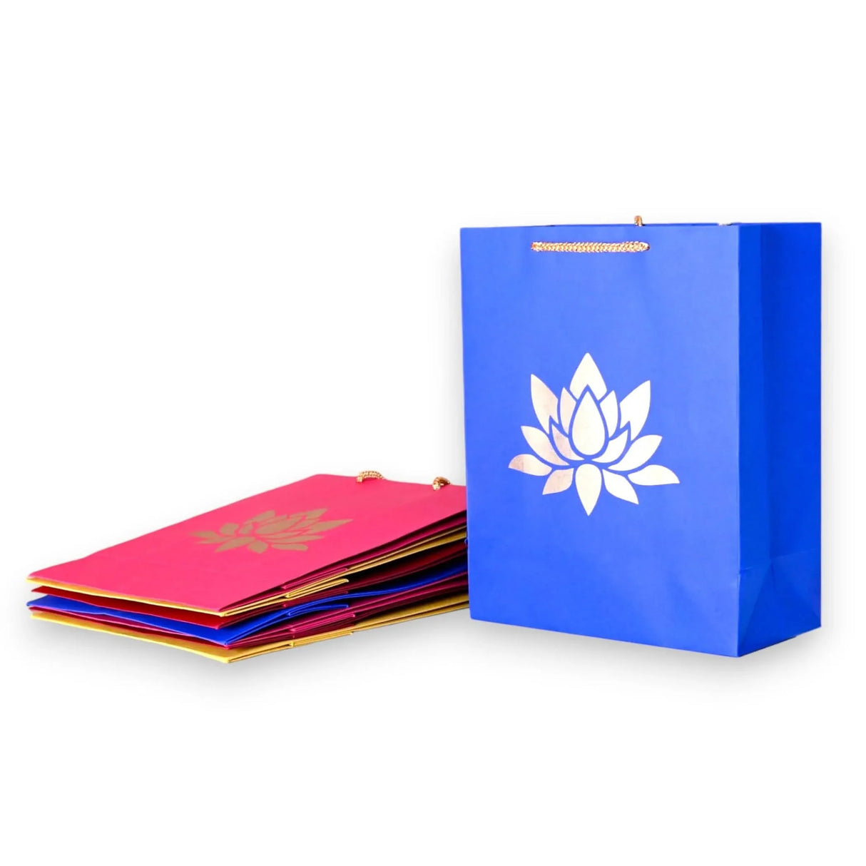 Lotus Paper Carry Bags Indian Gift Bag for Wedding Housewarming Diwali Return Gifts Party Favor Goodie Bags - 8x4x10 Inch - LoveNspire