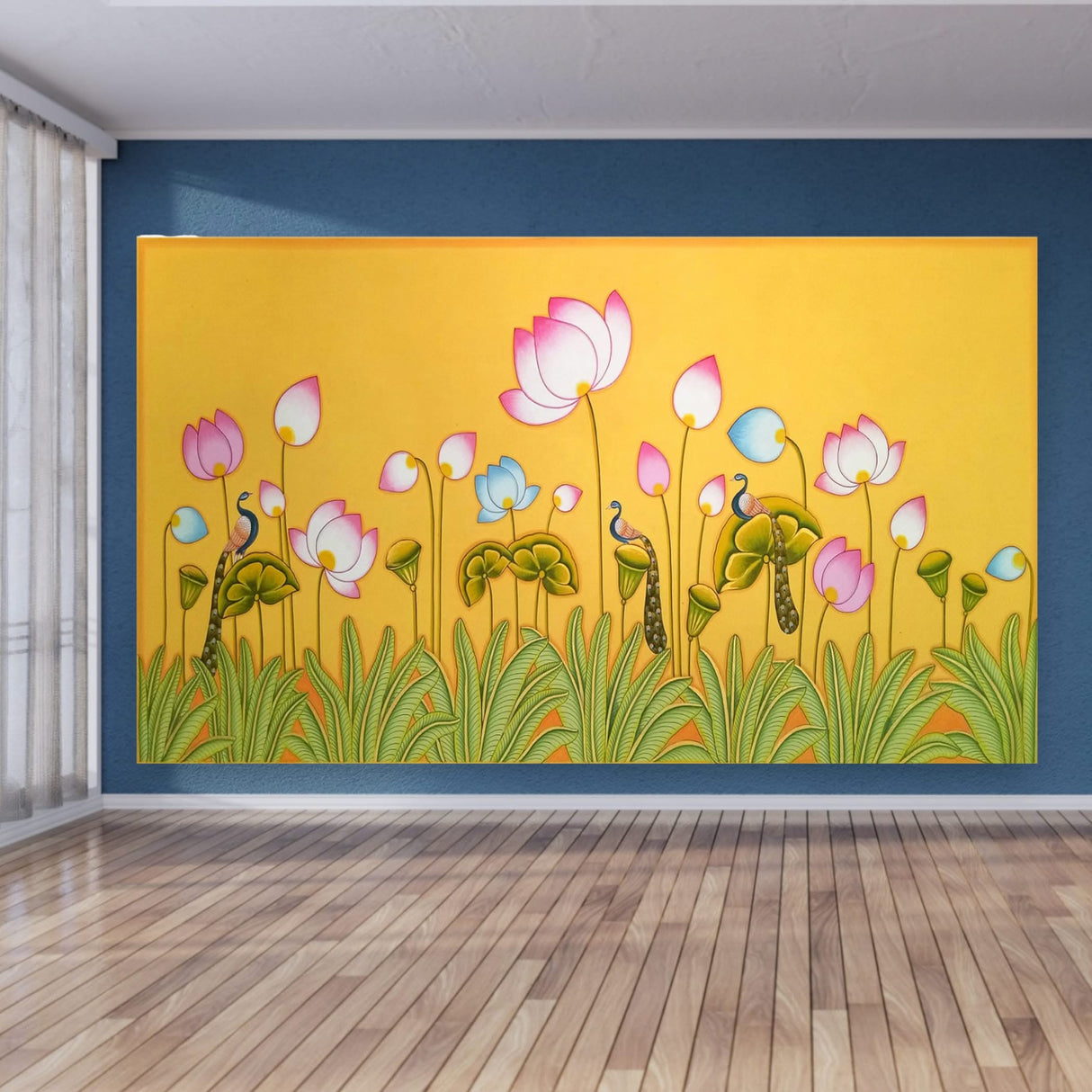 Lotus with Peacock Backdrop, Wedding Decoration, Pooja Backdrop Decoration, Indian Backdrop, Indian Decorations,housewarming Decor, Traditional Backdrop, Pooja Decoration - LoveNspire