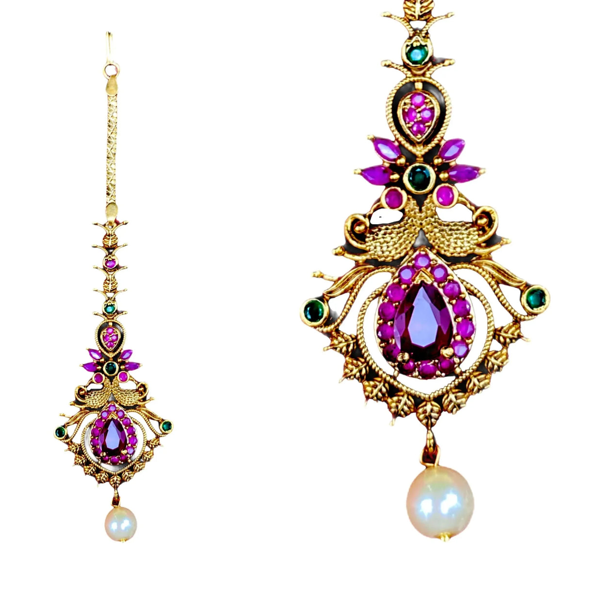 Antique Style Maang Tikka Gold Plated Maang Tika Indian Women Forehead Jewelry Pakistani Wedding Favor Traditional Matha Patti Designer Head Accessory Gift for Her - LoveNspire