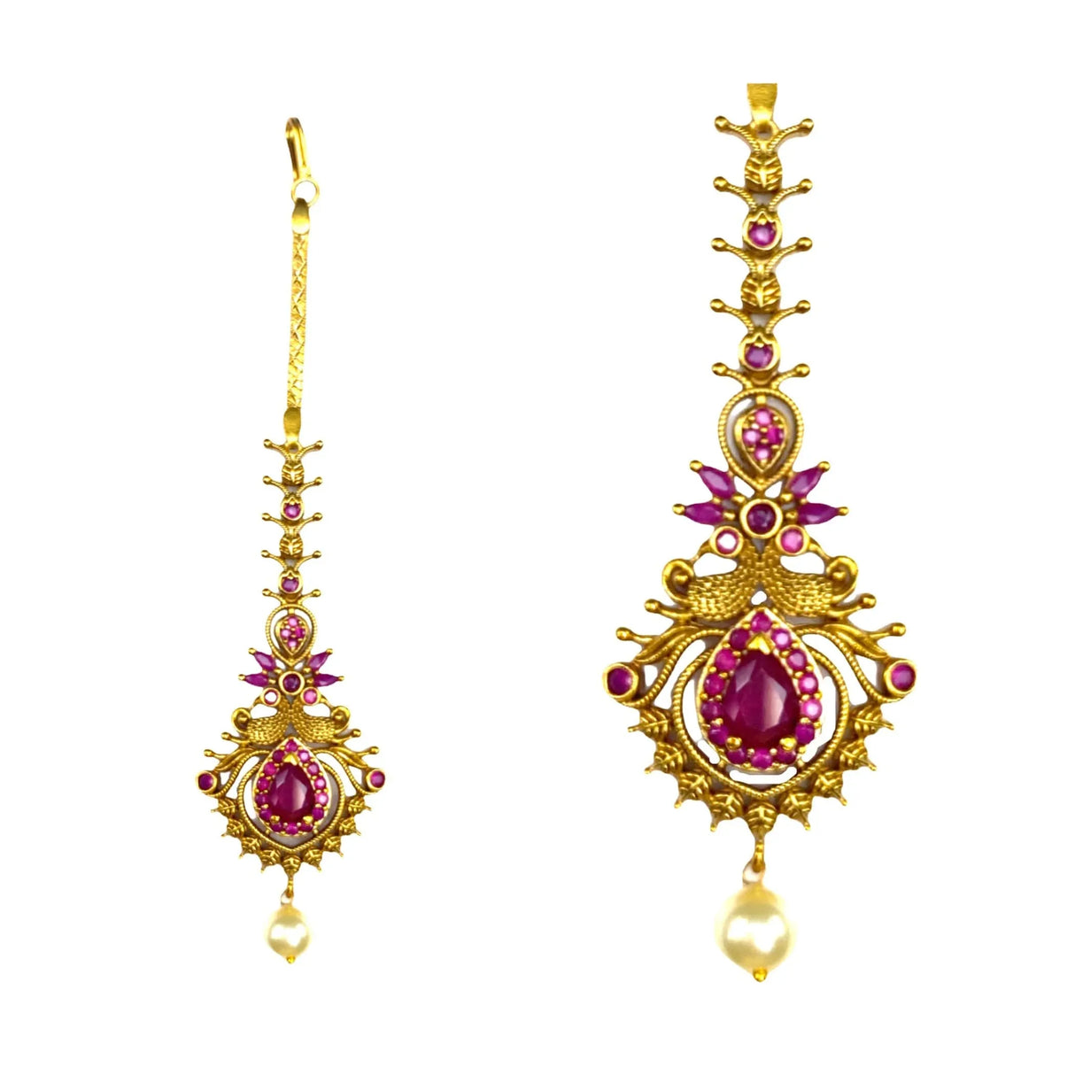 Antique Style Maang Tikka Gold Plated Maang Tika Indian Women Forehead Jewelry Pakistani Wedding Favor Traditional Matha Patti Designer Head Accessory Gift for Her - LoveNspire