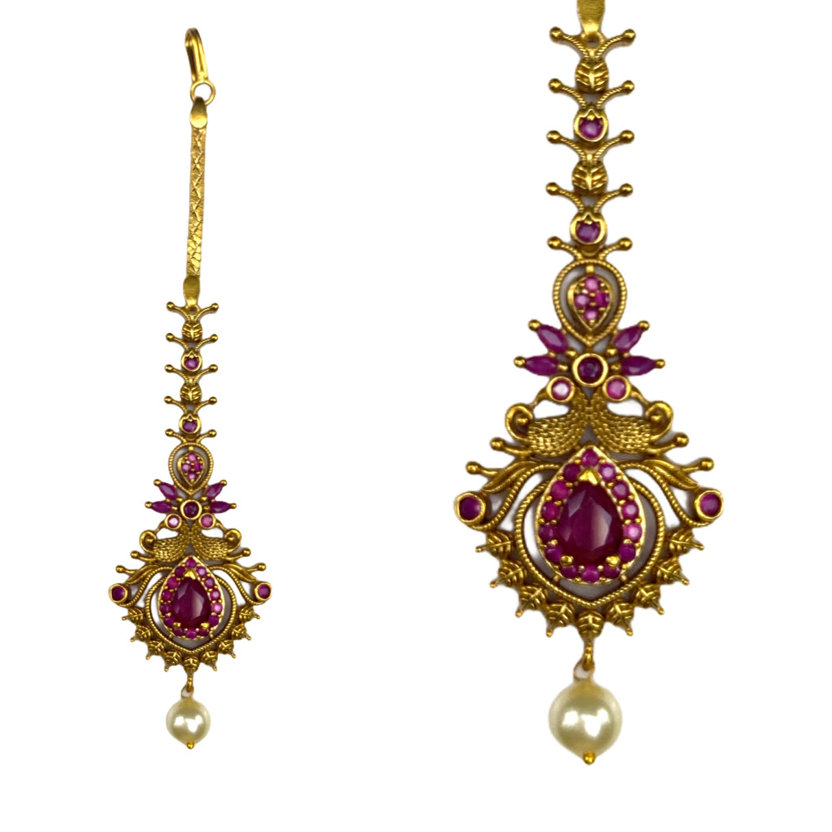 Antique Style Maang Tikka Gold Plated Maang Tika Indian Women Forehead Jewelry Pakistani Wedding Favor Traditional Matha Patti Designer Head Accessory Gift for Her - LoveNspire