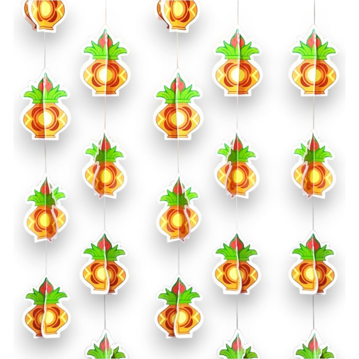 Makar Sankranti 4PC Paper Frill Kalash - Decorative Paper Kalash Frills Wall Hanging for Sankranthi Lohri Pongal Indian Harvest Festival Backdrop Kalash Decor Strings - Indian Wedding Favor - LoveNspire