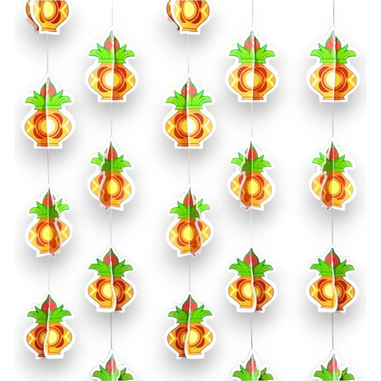 Makar Sankranti 4PC Paper Frill Kalash - Decorative Paper Kalash Frills Wall Hanging for Sankranthi Lohri Pongal Indian Harvest Festival Backdrop Kalash Decor Strings - Indian Wedding Favor - LoveNspire