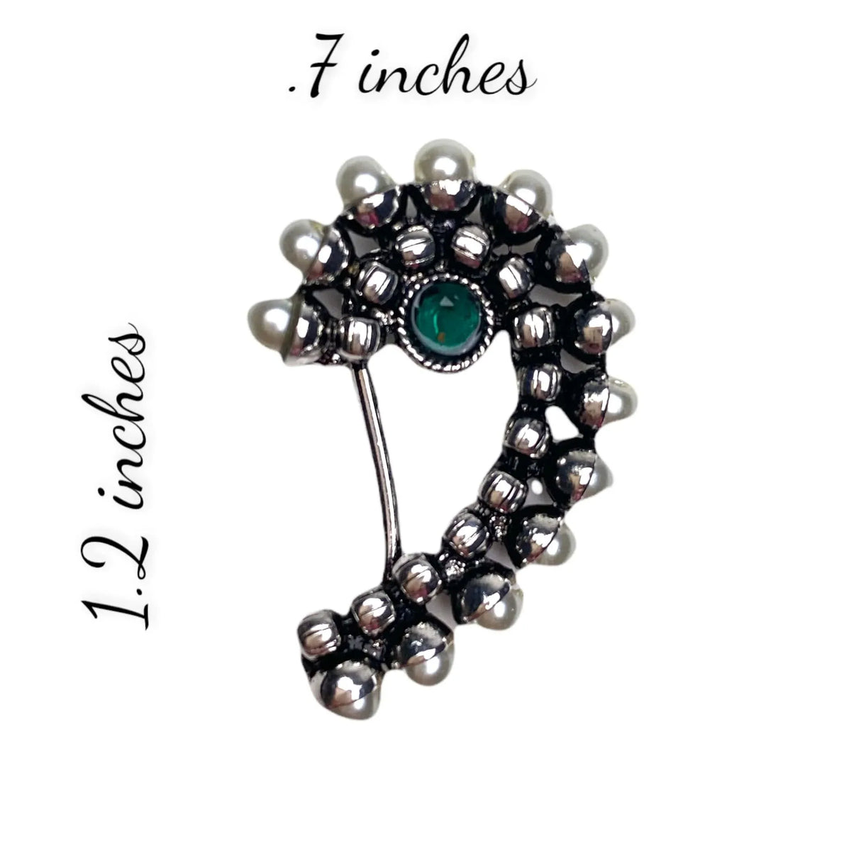 Indian Marathi Nath for Women Oxidized Pearl Marathi Nose Ring Clip-On Marathi Bridal Nathani Bollywood Style Faux Pearl Non-Piercing Jewelry for Women Gift For Her - Indian Jewelry Nose Ring - LoveNspire