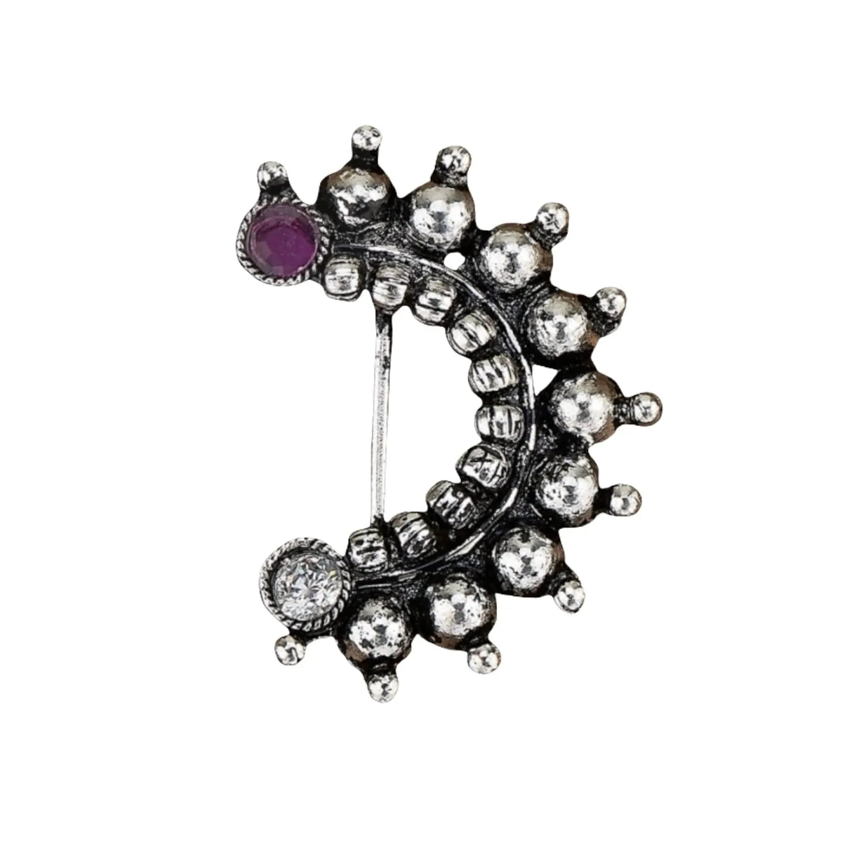 Indian Marathi Nath for Women Marathi Zodiac Nath Oxidized Nose Ring Indian Jewelry Nose Ring Clip-On Marathi Bridal Nathani Faux Pearl Non-Piercing Jewelry for Women Birthday Gift For Her - LoveNspire