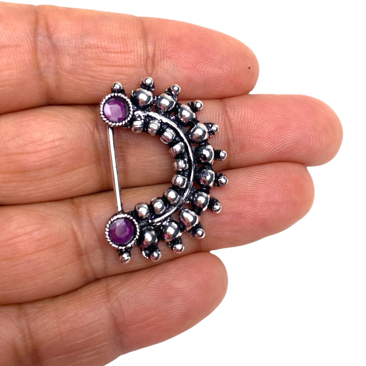 Indian Marathi Nath for Women Marathi Zodiac Nath Oxidized Nose Ring Indian Jewelry Nose Ring Clip-On Marathi Bridal Nathani Faux Pearl Non-Piercing Jewelry for Women Birthday Gift For Her - LoveNspire