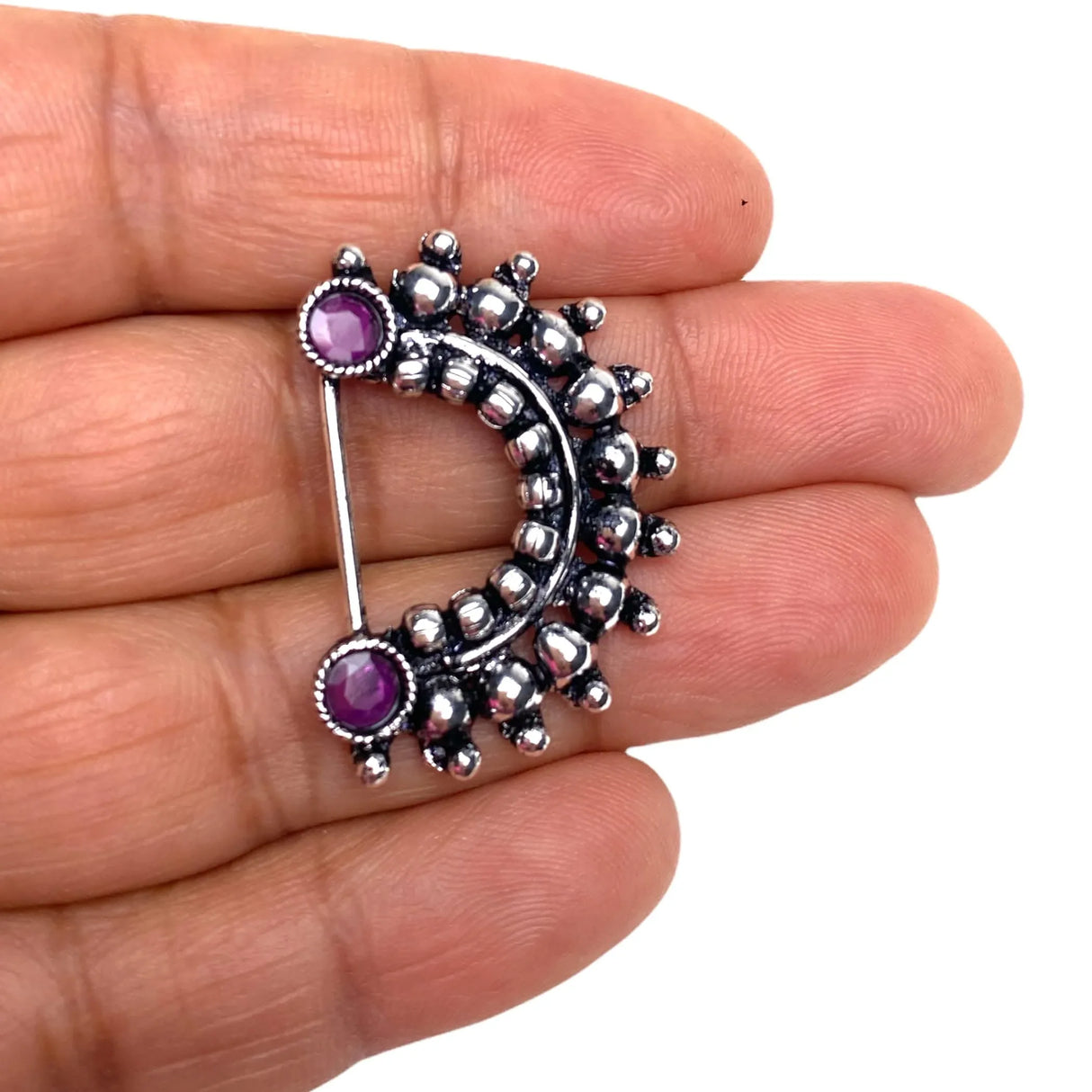 Indian Marathi Nath for Women Marathi Zodiac Nath Oxidized Nose Ring Indian Jewelry Nose Ring Clip-On Marathi Bridal Nathani Faux Pearl Non-Piercing Jewelry for Women Birthday Gift For Her - LoveNspire