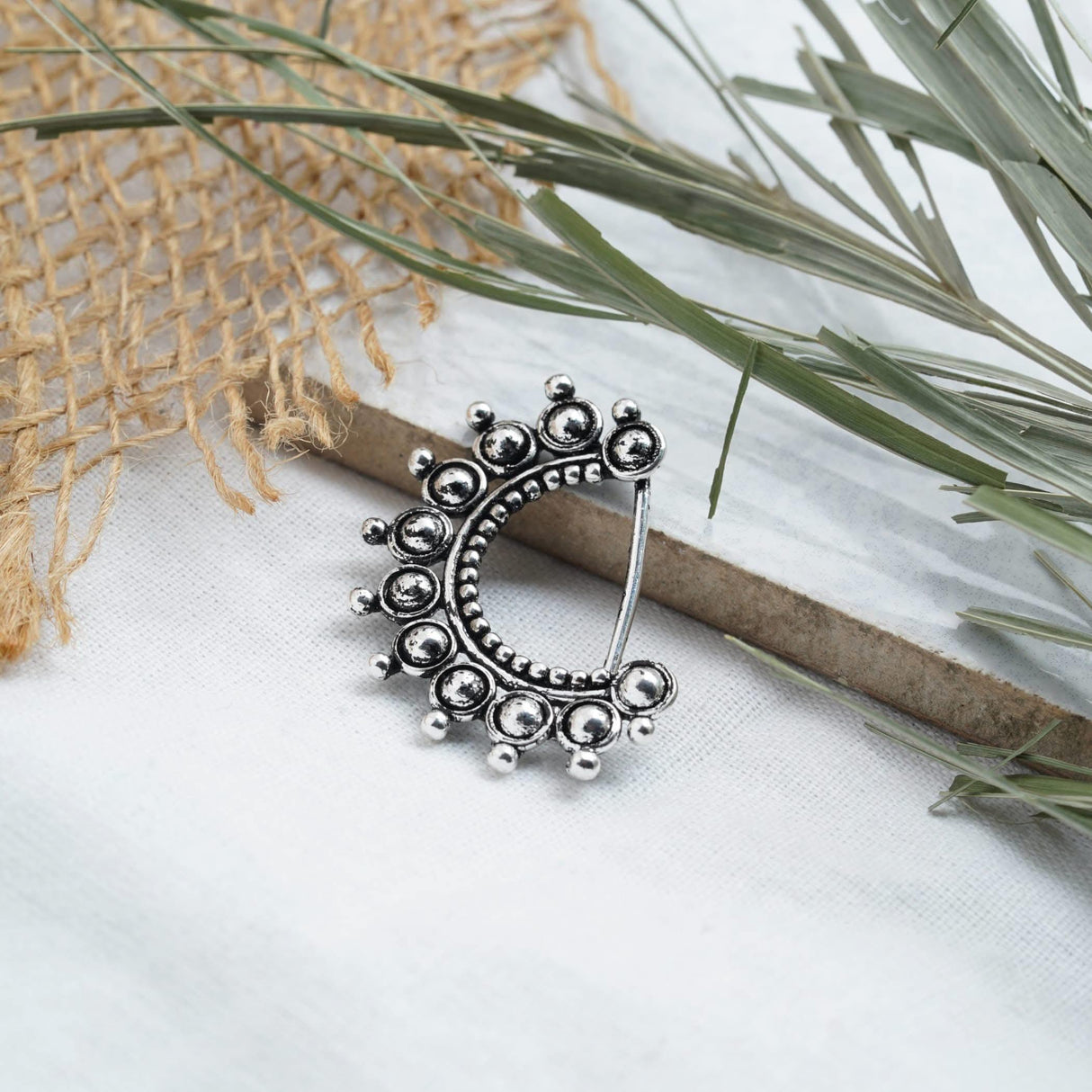 Indian Marathi Nath for Women Marathi Zodiac Nath Oxidized Nose Ring Indian Jewelry Nose Ring Clip-On Marathi Bridal Nathani Faux Pearl Non-Piercing Jewelry for Women Birthday Gift For Her - LoveNspire