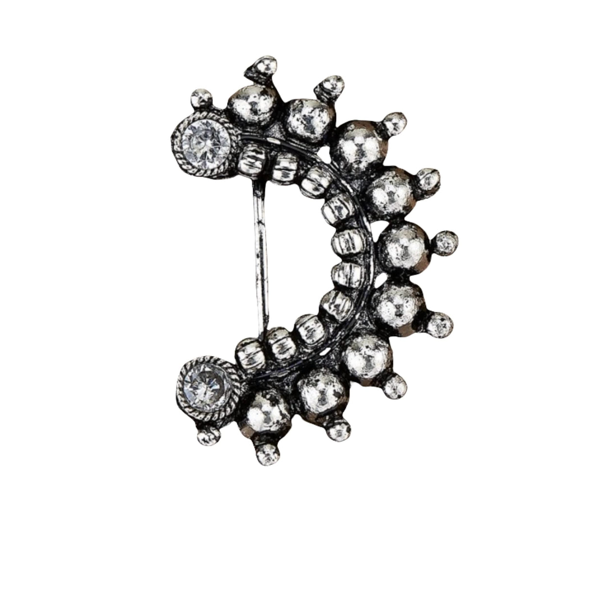 Indian Marathi Nath for Women Marathi Zodiac Nath Oxidized Nose Ring Indian Jewelry Nose Ring Clip-On Marathi Bridal Nathani Faux Pearl Non-Piercing Jewelry for Women Birthday Gift For Her - LoveNspire