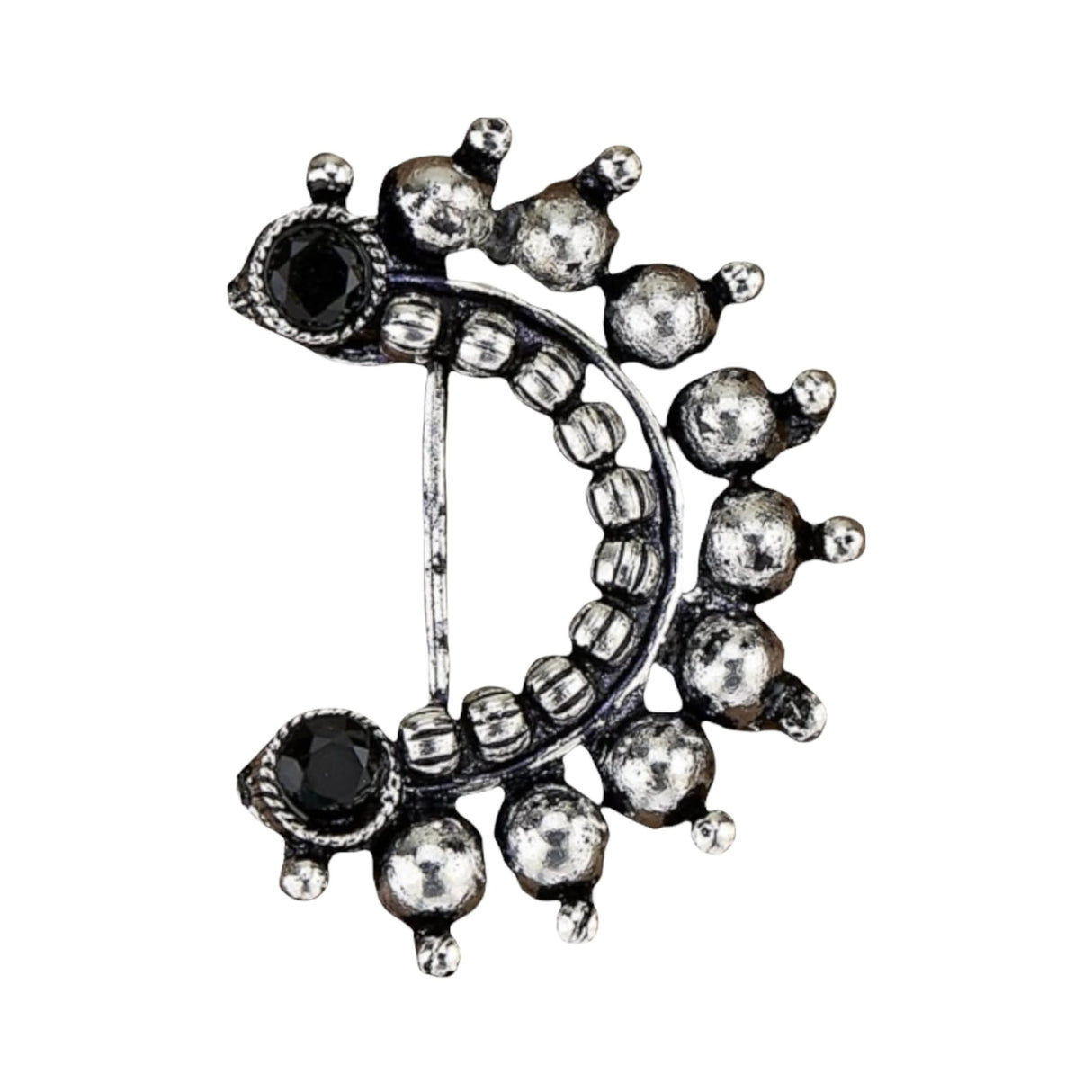 Indian Marathi Nath for Women Marathi Zodiac Nath Oxidized Nose Ring Indian Jewelry Nose Ring Clip-On Marathi Bridal Nathani Faux Pearl Non-Piercing Jewelry for Women Birthday Gift For Her - LoveNspire