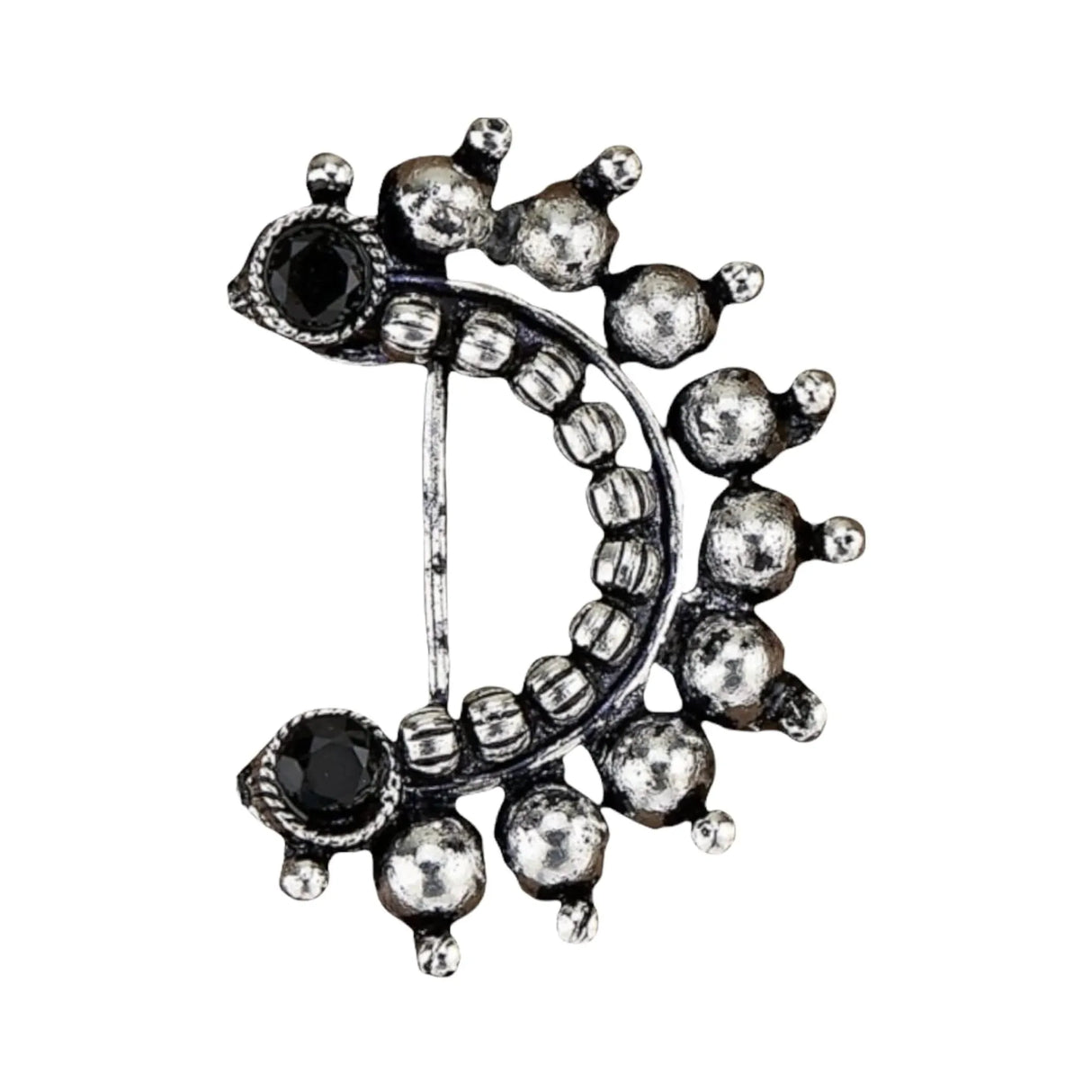 Indian Marathi Nath for Women Marathi Zodiac Nath Oxidized Nose Ring Indian Jewelry Nose Ring Clip-On Marathi Bridal Nathani Faux Pearl Non-Piercing Jewelry for Women Birthday Gift For Her - LoveNspire