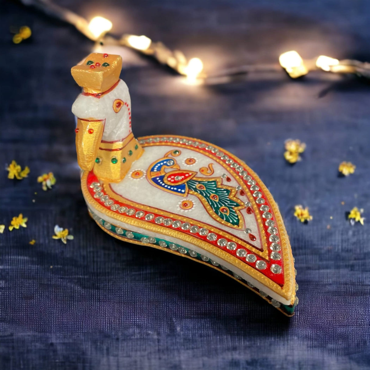 Marble Chopra, Peacock Haldi Kumkum Holder, Pooja Favor, Diwali Gift, Diwali Favor, Deewali Decor, Pooja Item - LoveNspire