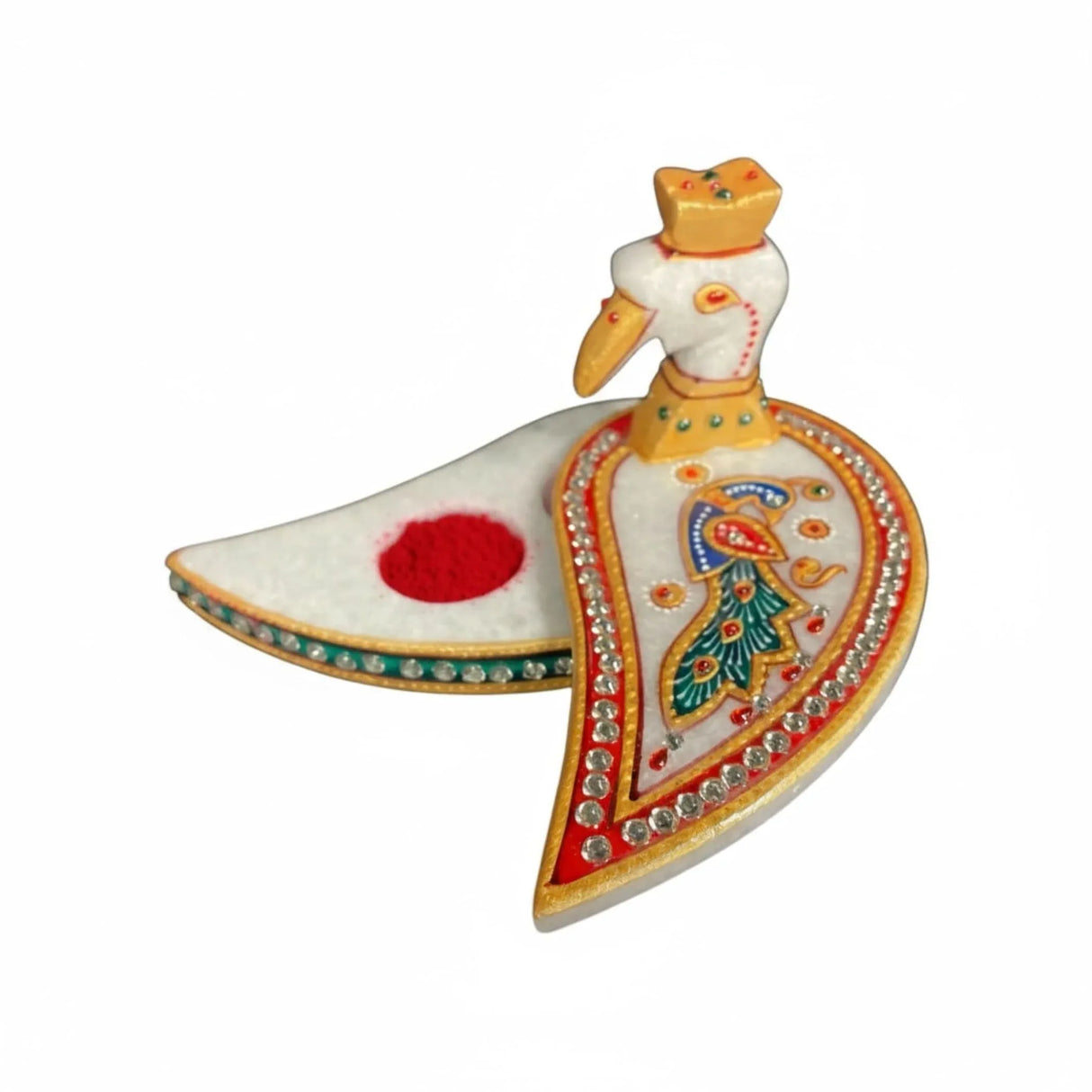 Marble Chopra, Peacock Haldi Kumkum Holder, Pooja Favor, Diwali Gift, Diwali Favor, Deewali Decor, Pooja Item - LoveNspire