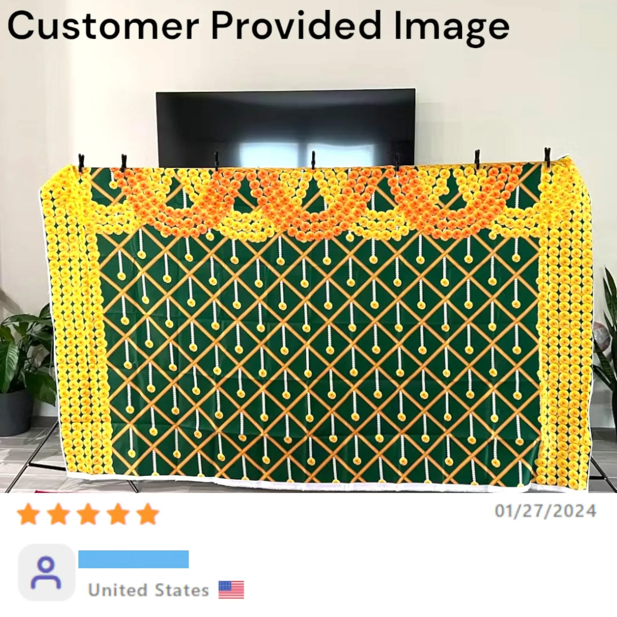 Marigold Backdrop Indian Traditional Cloth Backdrop 5x8 Feet Pooja Backdrop Indian Wall Art Photo Decor Banner Diwali Decor Wedding Backdrop Decorative Cloth Backdrop - LoveNspire