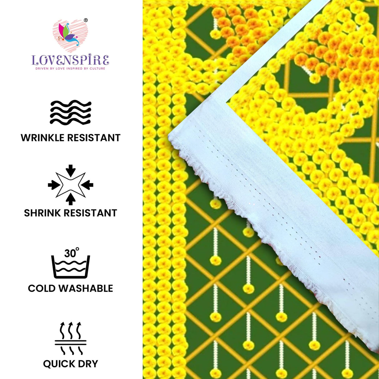 Marigold Backdrop Indian Traditional Cloth Backdrop 5x8 Feet Pooja Backdrop Indian Wall Art Photo Decor Banner Diwali Decor Wedding Backdrop Decorative Cloth Backdrop - LoveNspire