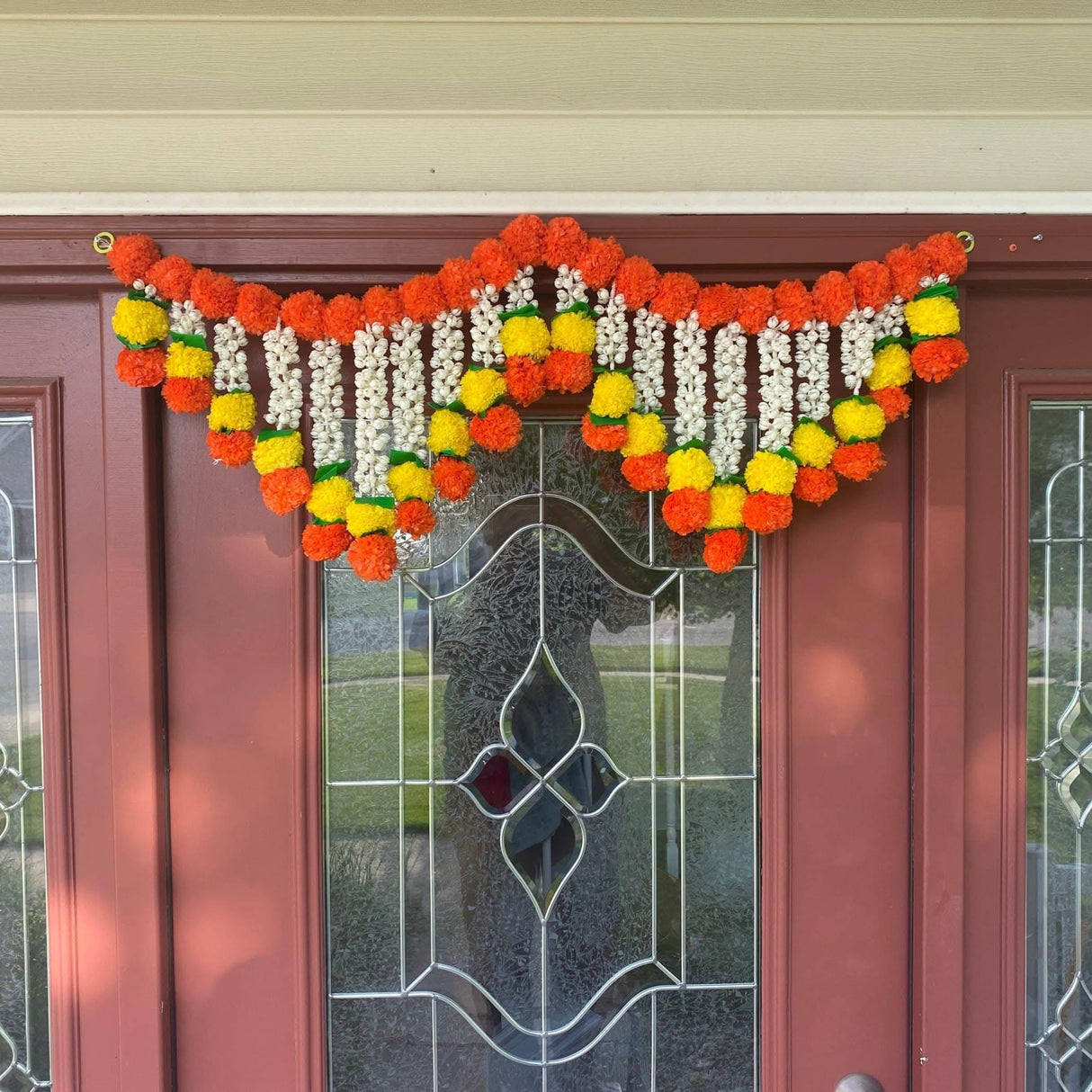 Marigold Jasmine Door Toran Hanging Valance Marygold Garland Mantle Window Decor Bandarwal Puja Diwali Decoration Day of the Dead Dia De Los Muertos Mexican Fiesta Halloween Decor (40 Inch) - LoveNspire