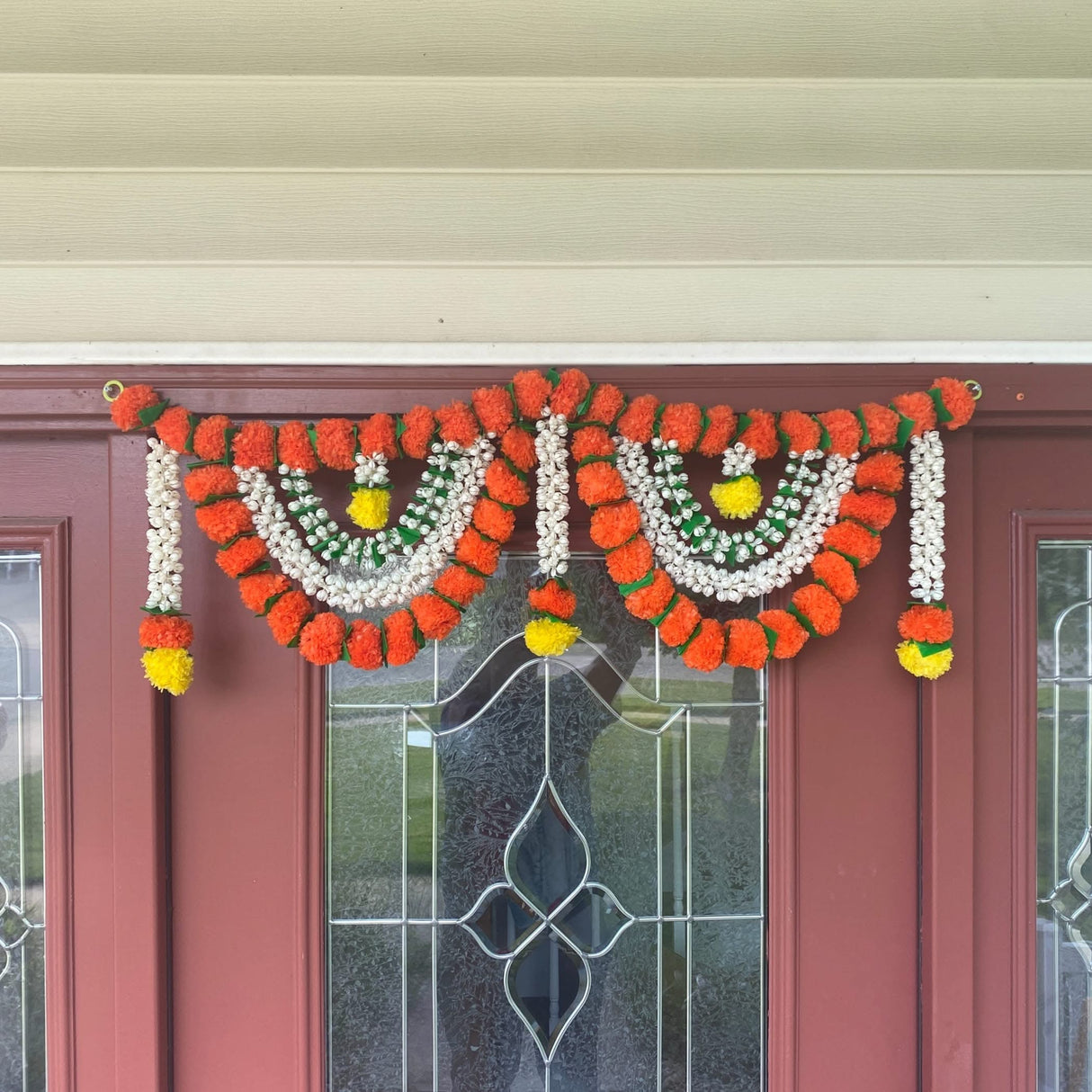 Marigold Jasmine Door Toran Hanging Valance Marygold Garland Mantle Window Decor Bandarwal Pooja Diwali Decoration Day of the Dead Dia De Los Muertos Ofrenda Mexican Fiesta Halloween Decor - LoveNspire
