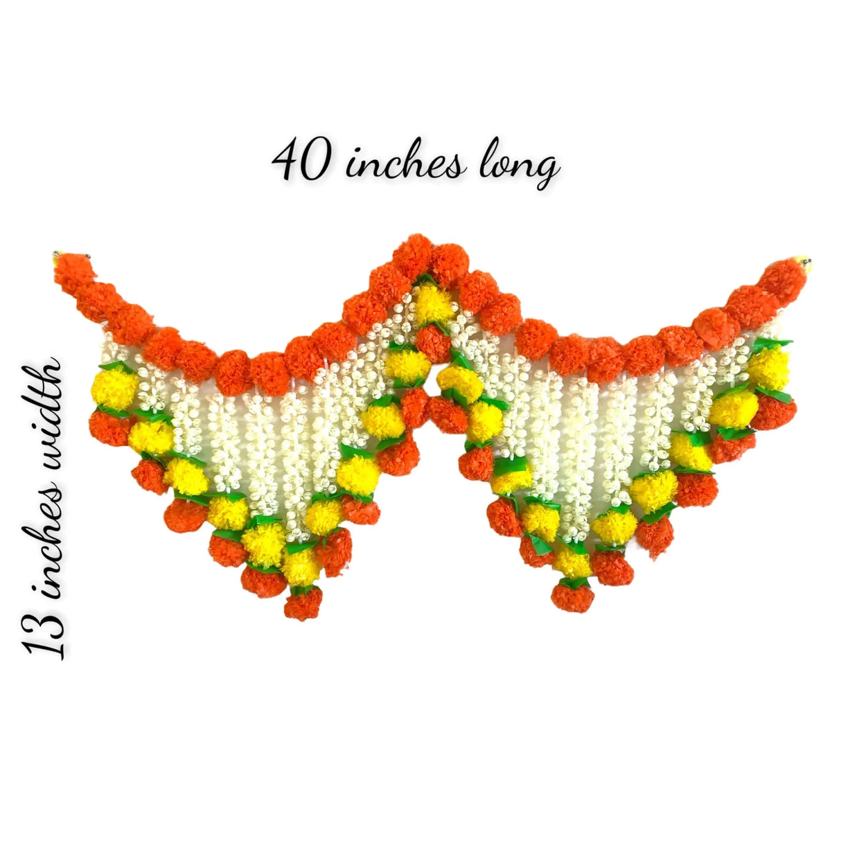 Marigold Jasmine Door Toran Hanging Valance Marygold Garland Mantle Window Decor Bandarwal Puja Diwali Decoration Day of the Dead Dia De Los Muertos Mexican Fiesta Halloween Decor (40 Inch) - LoveNspire