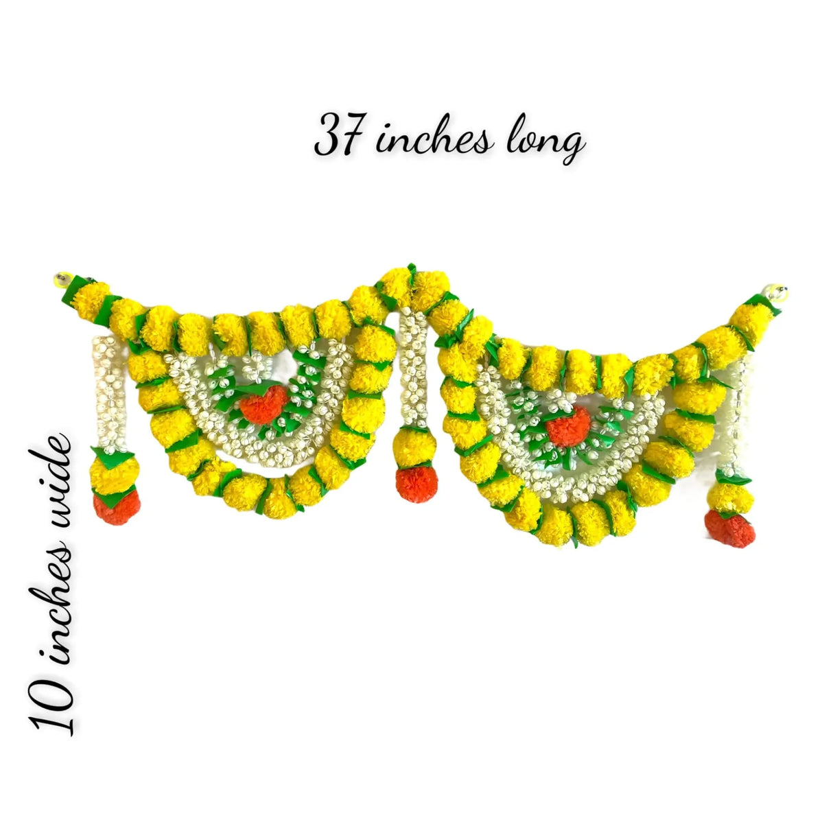 Marigold Jasmine Door Toran Hanging Valance Marygold Garland Mantle Window Decor Bandarwal Pooja Diwali Decoration Day of the Dead Dia De Los Muertos Ofrenda Mexican Fiesta Halloween Decor - LoveNspire