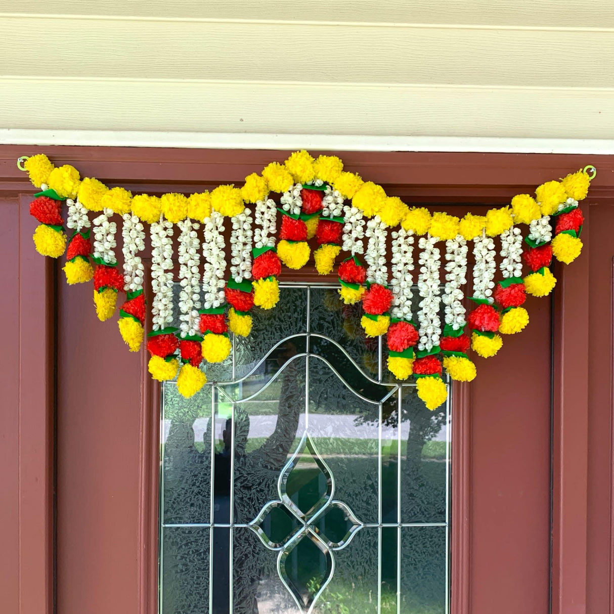Marigold Jasmine Door Toran Hanging Valance Marygold Garland Mantle Window Decor Bandarwal Puja Diwali Decoration Day of the Dead Dia De Los Muertos Mexican Fiesta Halloween Decor (40 Inch) - LoveNspire