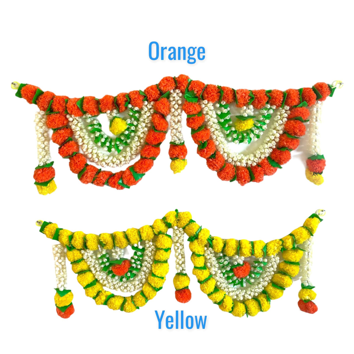 Marigold Jasmine Door Toran Hanging Valance Marygold Garland Mantle Window Decor Bandarwal Pooja Diwali Decoration Day of the Dead Dia De Los Muertos Ofrenda Mexican Fiesta Halloween Decor - LoveNspire