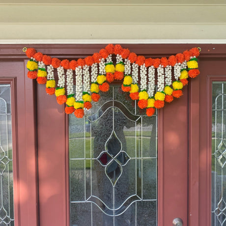 Marigold Jasmine Door Toran Hanging Valance Marygold Garland Mantle Window Decor Bandarwal Puja Diwali Decoration Day of the Dead Dia De Los Muertos Mexican Fiesta Halloween Decor (40 Inch) - LoveNspire