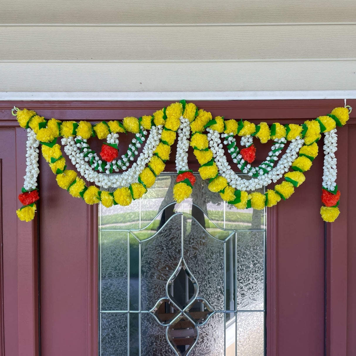 Marigold Jasmine Door Toran Hanging Valance Marygold Garland Mantle Window Decor Bandarwal Pooja Diwali Decoration Day of the Dead Dia De Los Muertos Ofrenda Mexican Fiesta Halloween Decor - LoveNspire