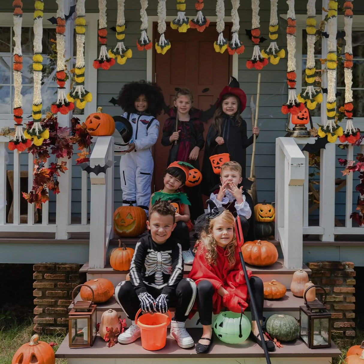 Orange Jasmine Marigold Flowers Garland for Home Decor Faux Artificial Strings Diwali Decorations Indian Wedding Mantle Decor for Day of the Dead Ofrenda Mexican Fiesta - Religious Pongal Decor - LoveNspire