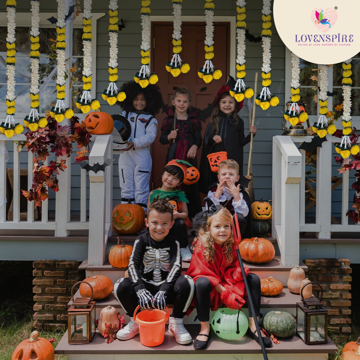 Yellow Jasmine Marigold Flowers Garland for Home Decor Faux Artificial Strings Diwali Decorations Indian Wedding Mantle Decor for Day of the Dead Ofrenda Mexican Fiesta - Religious Pongal Decor - LoveNspire