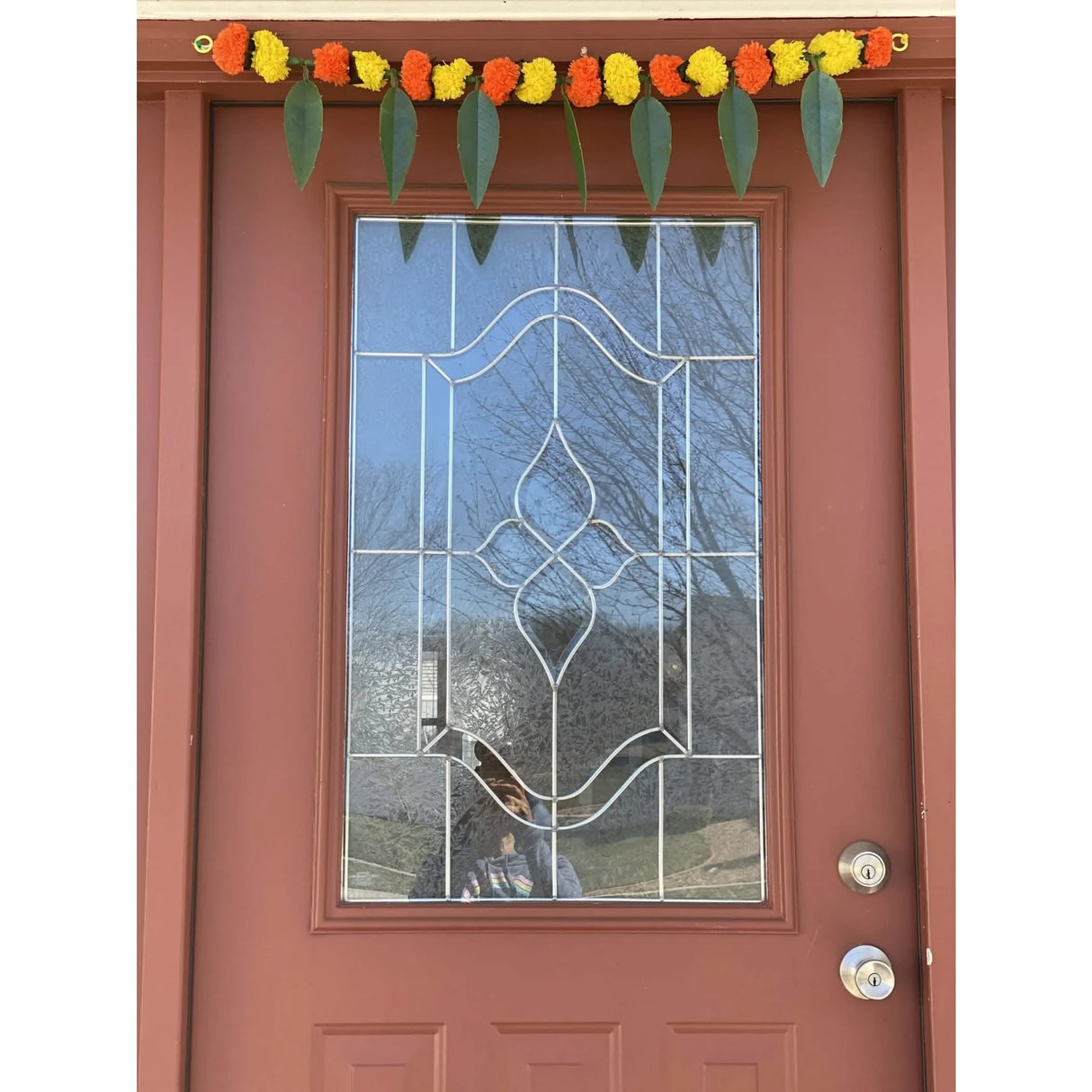 Marigold Mango Leaf Door Toran Hanging Valance Festival Marigold Garland Window Indoor Outdoor Decor Bandarwal Pooja Decor Wedding Favor Diwali Decor - LoveNspire