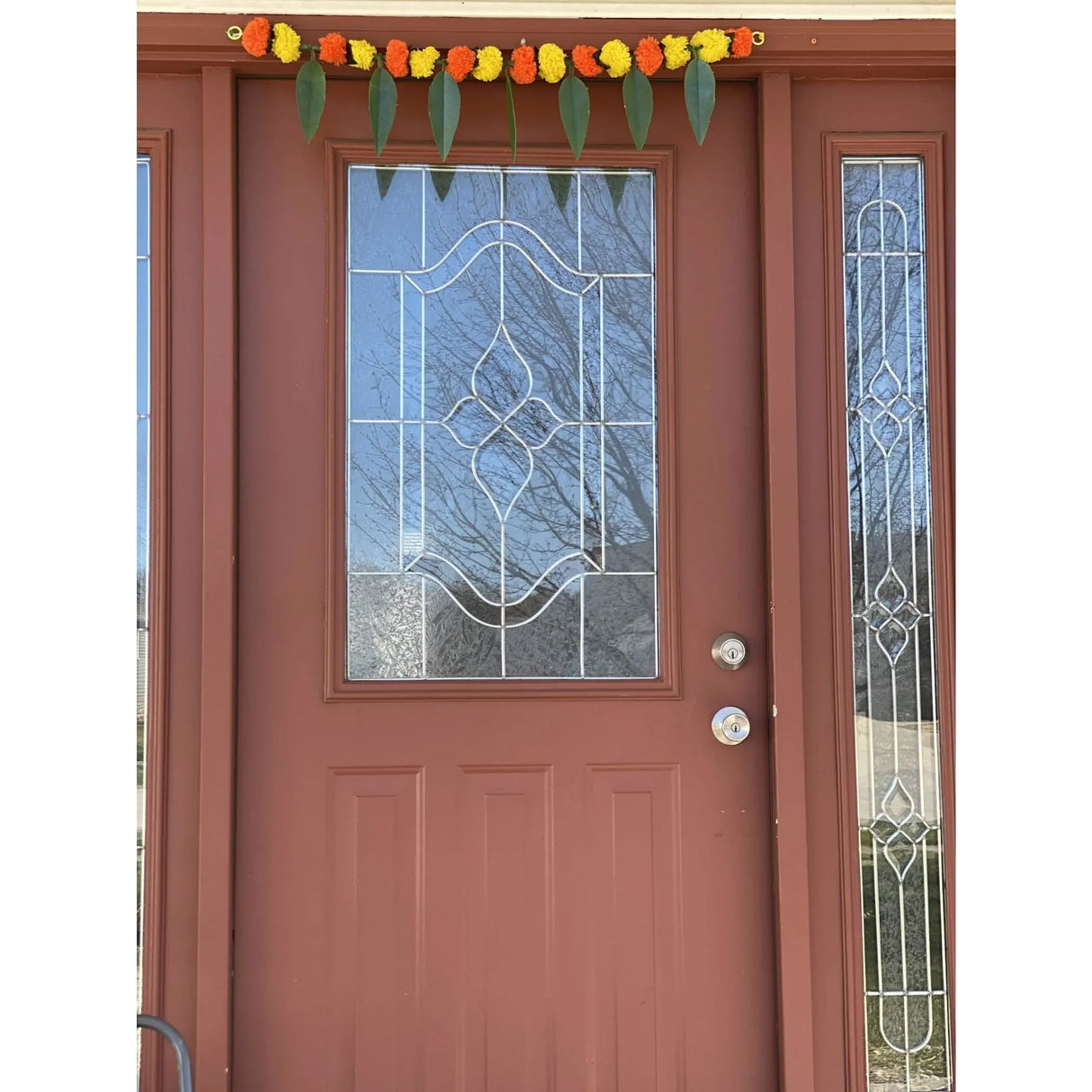 Marigold Mango Leaf Door Toran Hanging Valance Festival Marigold Garland Window Indoor Outdoor Decor Bandarwal Pooja Decor Wedding Favor Diwali Decor - LoveNspire