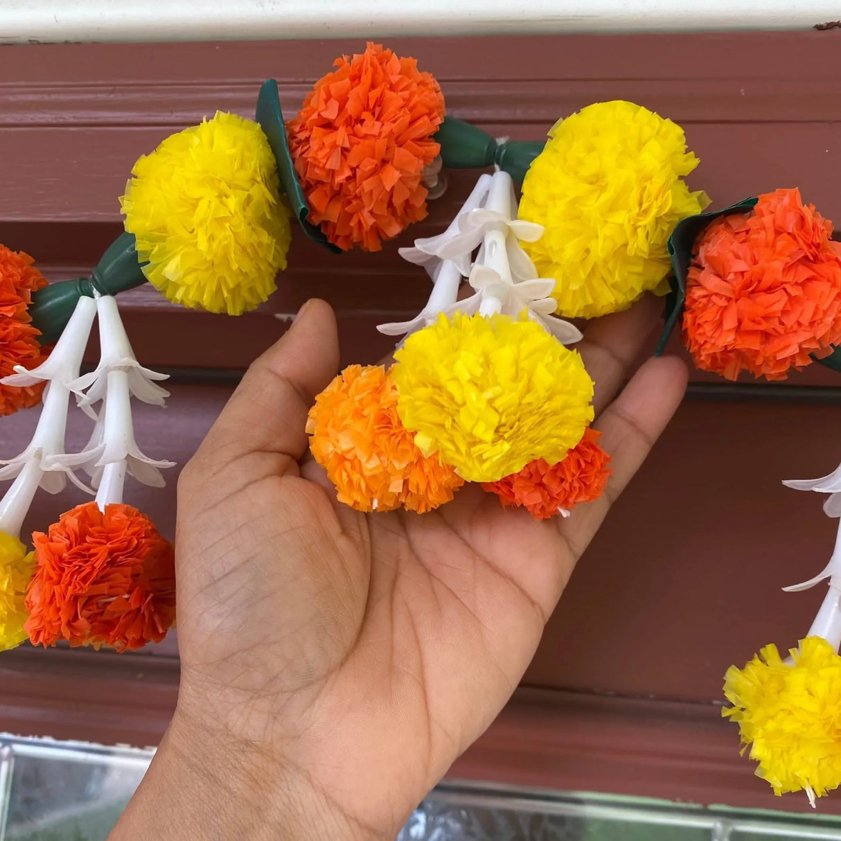 Marigold Tuberrose Door Toran Hanging Valance Festival Marigold Garland Window Indoor Outdoor Decor Bandarwal Pooja Decor Wedding Favor Diwali Decor - LoveNspire