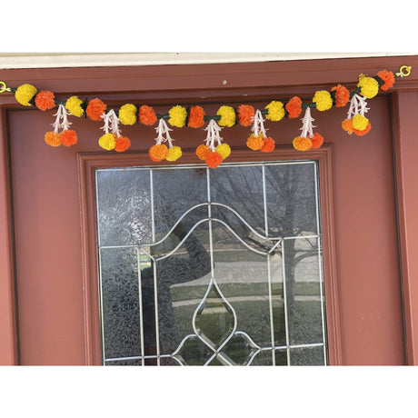 Marigold Tuberrose Door Toran Hanging Valance Festival Marigold Garland Window Indoor Outdoor Decor Bandarwal Pooja Decor Wedding Favor Diwali Decor - LoveNspire