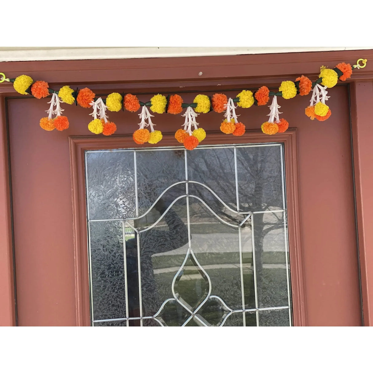 Marigold Tuberrose Door Toran Hanging Valance Festival Marigold Garland Window Indoor Outdoor Decor Bandarwal Pooja Decor Wedding Favor Diwali Decor - LoveNspire