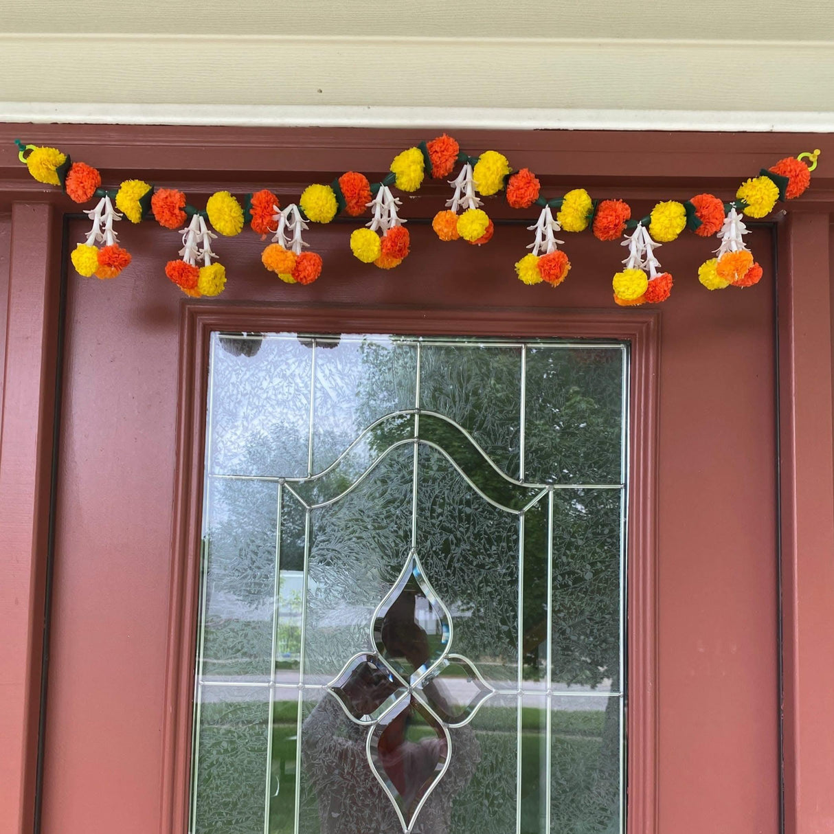 Marigold Tuberrose Door Toran Hanging Valance Festival Marigold Garland Window Indoor Outdoor Decor Bandarwal Pooja Decor Wedding Favor Diwali Decor - LoveNspire