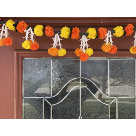 Marigold Tuberrose Door Toran Hanging Valance Festival Marigold Garland Window Indoor Outdoor Decor Bandarwal Pooja Decor Wedding Favor Diwali Decor - LoveNspire