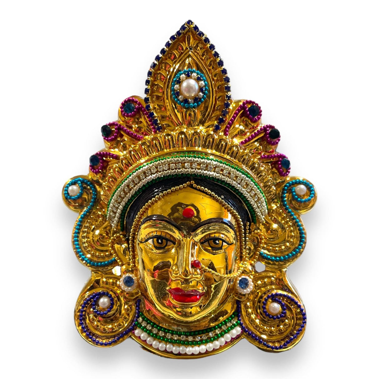 Durga Maa Face Idol Mukhota for Vara Lakshmi Vratam Navaratri Margashirsha Vratha Pooja Hindu Religious Temple Mandir Showpiece Mahalaxmi Goddess Face - LoveNspire