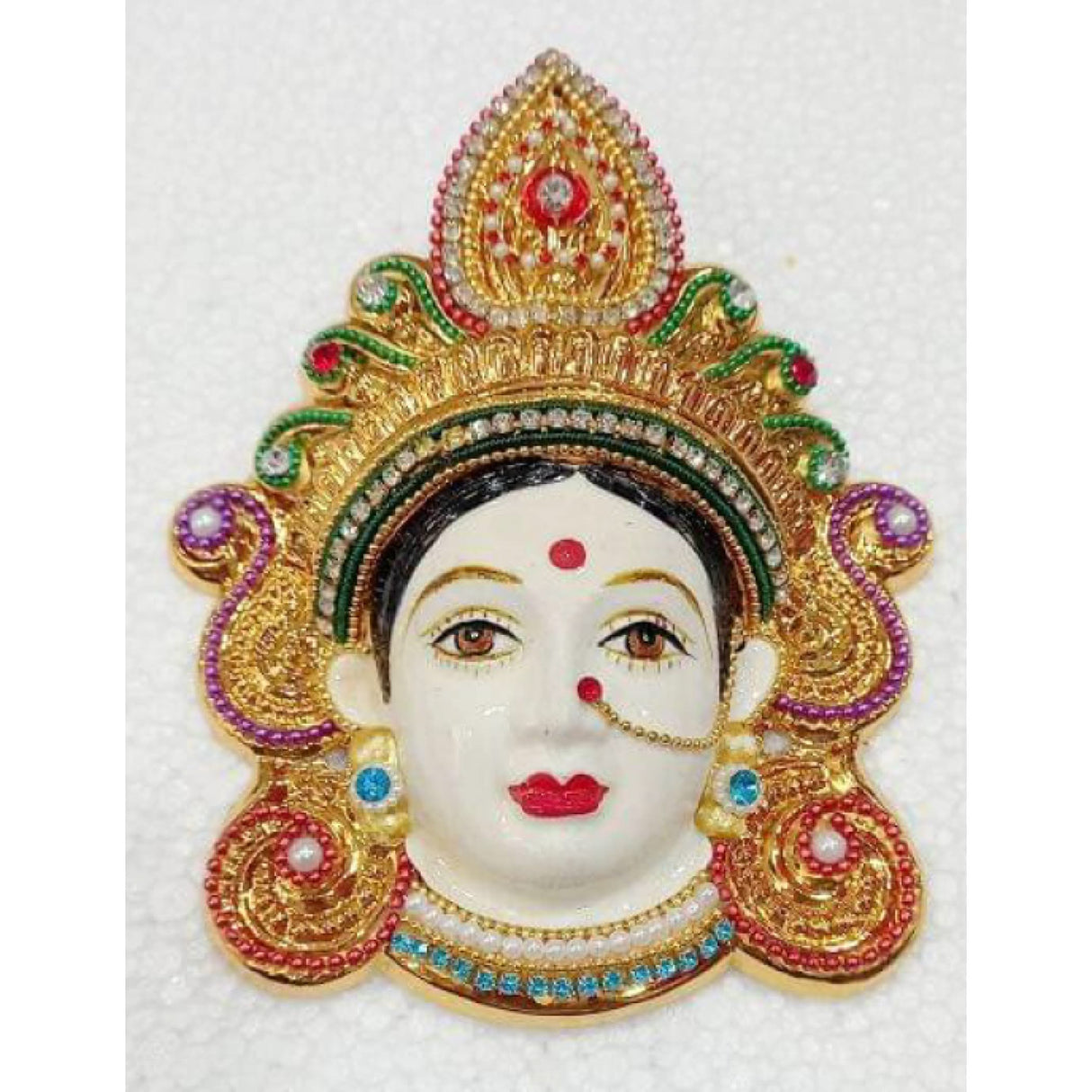 Durga Maa Face Idol Mukhota for Vara Lakshmi Vratam Navaratri Margashirsha Vratha Pooja Hindu Religious Temple Mandir Showpiece Mahalaxmi Goddess Face - LoveNspire