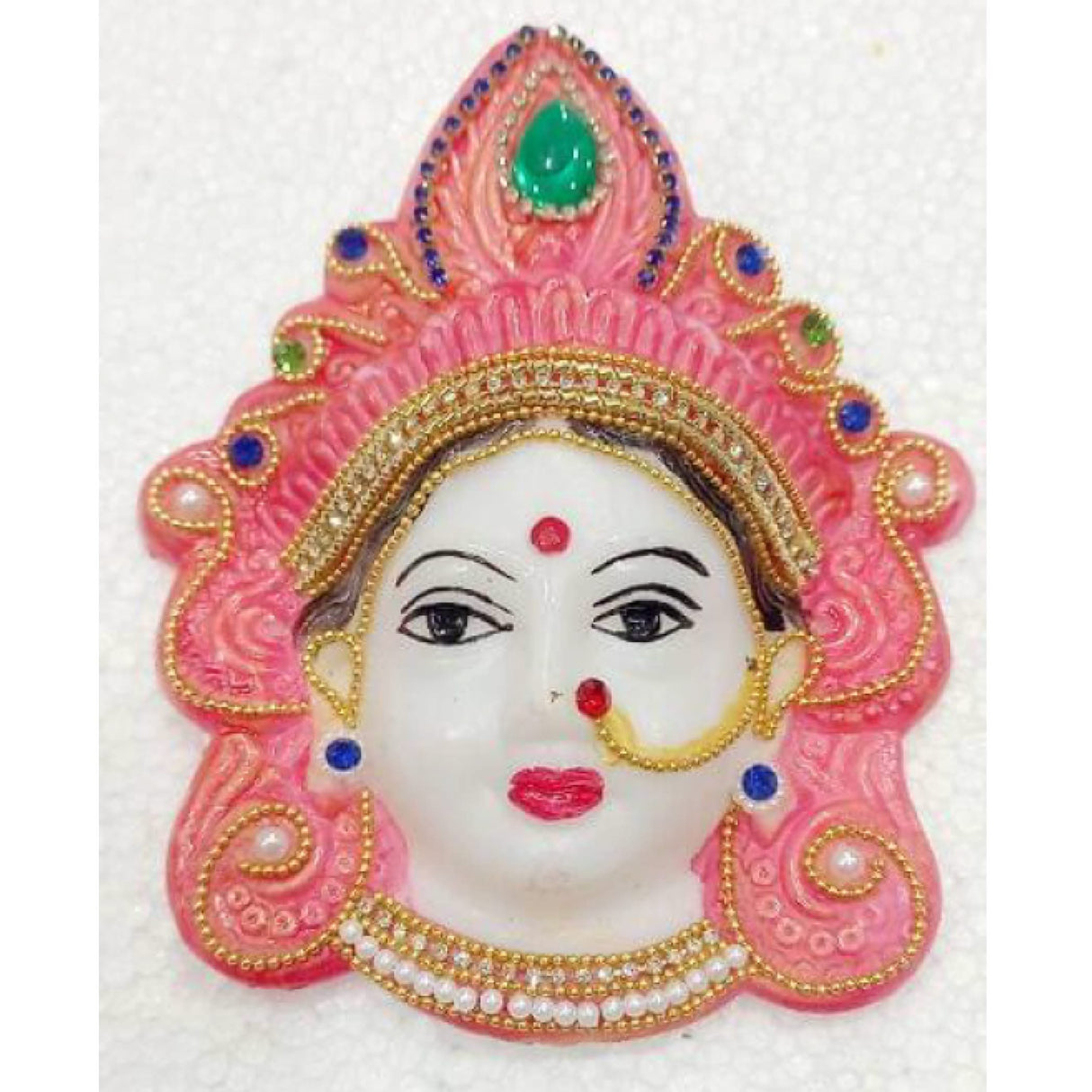 Durga Maa Face Idol Mukhota for Vara Lakshmi Vratam Navaratri Margashirsha Vratha Pooja Hindu Religious Temple Mandir Showpiece Mahalaxmi Goddess Face - LoveNspire