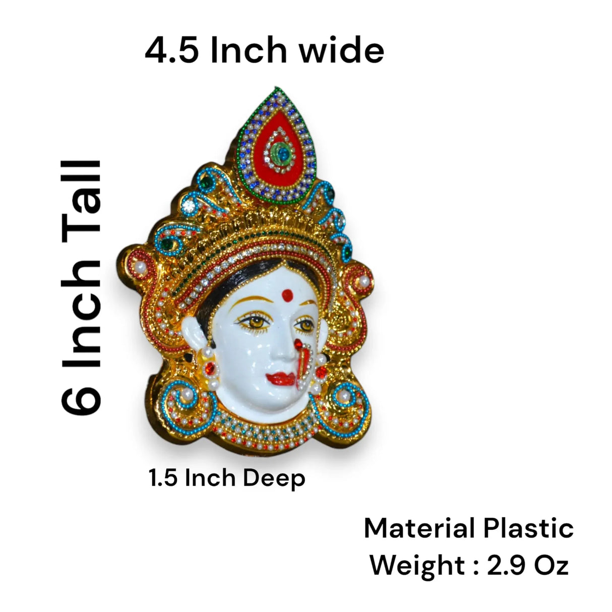 Durga Maa Face Idol Mukhota for Vara Lakshmi Vratam Navaratri Margashirsha Vratha Pooja Hindu Religious Temple Mandir Showpiece Mahalaxmi Goddess Face - LoveNspire
