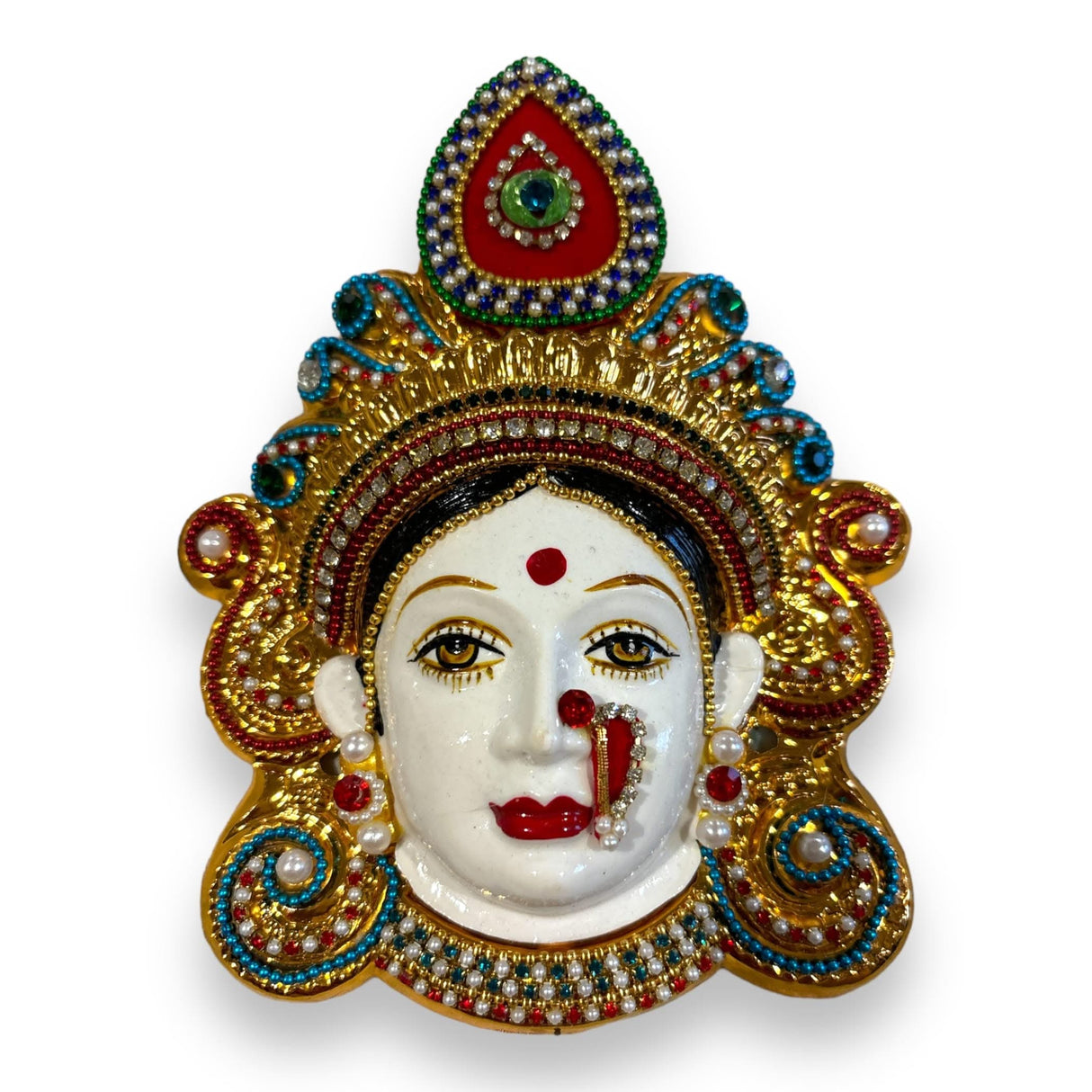 Durga Maa Face Idol Mukhota for Vara Lakshmi Vratam Navaratri Margashirsha Vratha Pooja Hindu Religious Temple Mandir Showpiece Mahalaxmi Goddess Face - LoveNspire