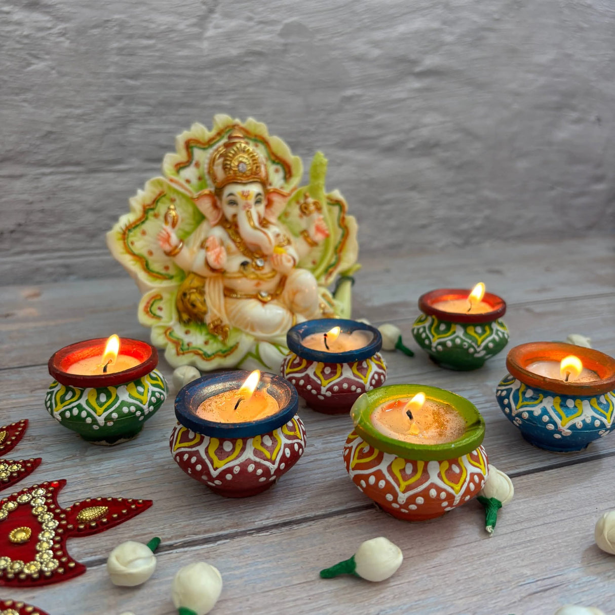 Matki Clay Diya Wax Filled Handmade Traditional Diyas for Diwali Pooja Vilakku Oil Lamp Tealight Deepawali Decoration Indian Gift Items Home Temple Decor - LoveNspire