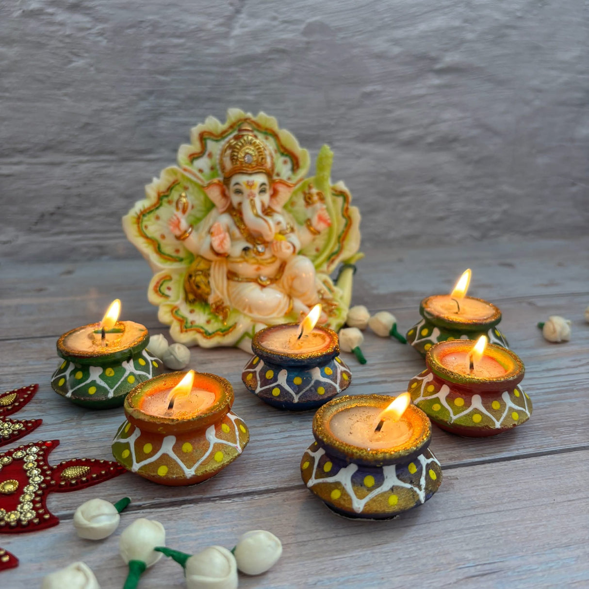 Matki Clay Diya Wax Filled Handmade Traditional Diyas for Diwali Pooja Vilakku Oil Lamp Tealight Deepawali Decoration Indian Gift Items Home Temple Decor - LoveNspire