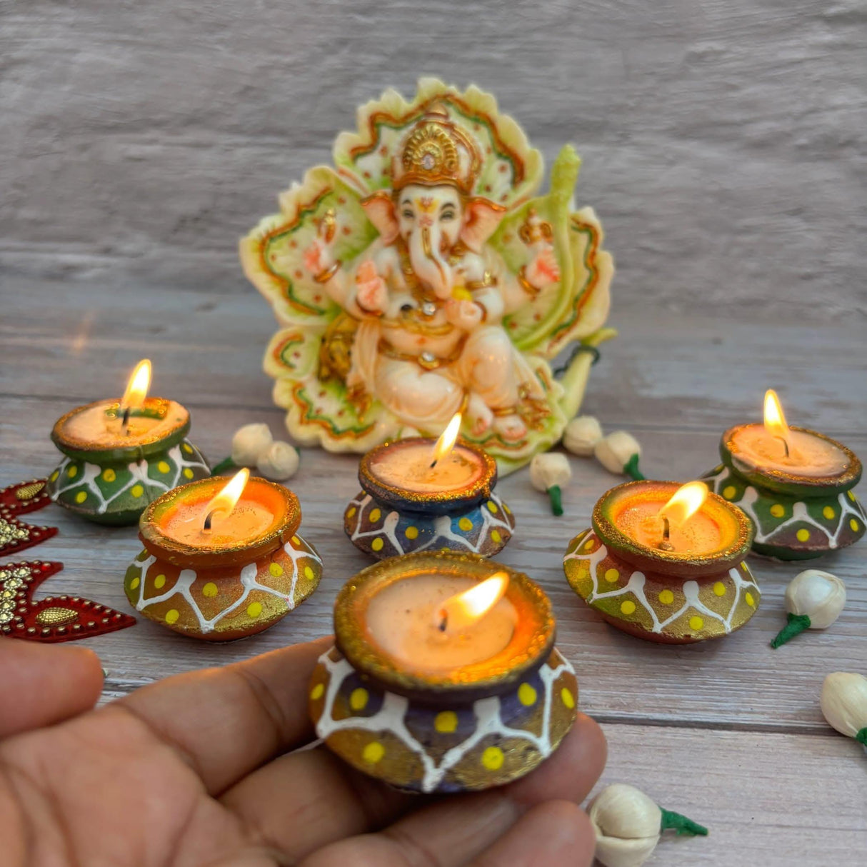 Matki Clay Diya Wax Filled Handmade Traditional Diyas for Diwali Pooja Vilakku Oil Lamp Tealight Deepawali Decoration Indian Gift Items Home Temple Decor - LoveNspire