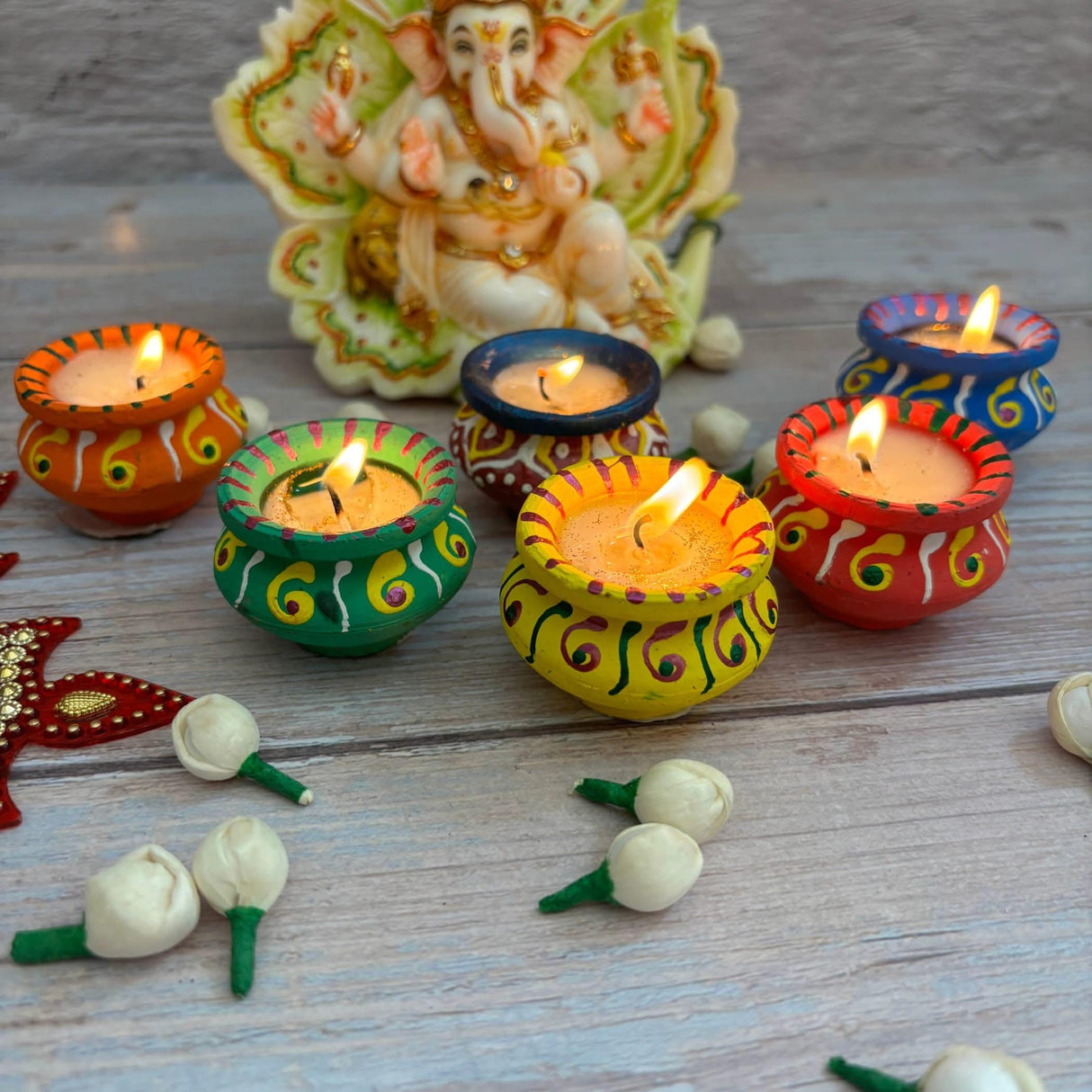Matki Clay Diya Wax Filled Handmade Traditional Diyas for Diwali Pooja Vilakku Oil Lamp Tealight Deepawali Decoration Indian Gift Items Home Temple Decor - LoveNspire