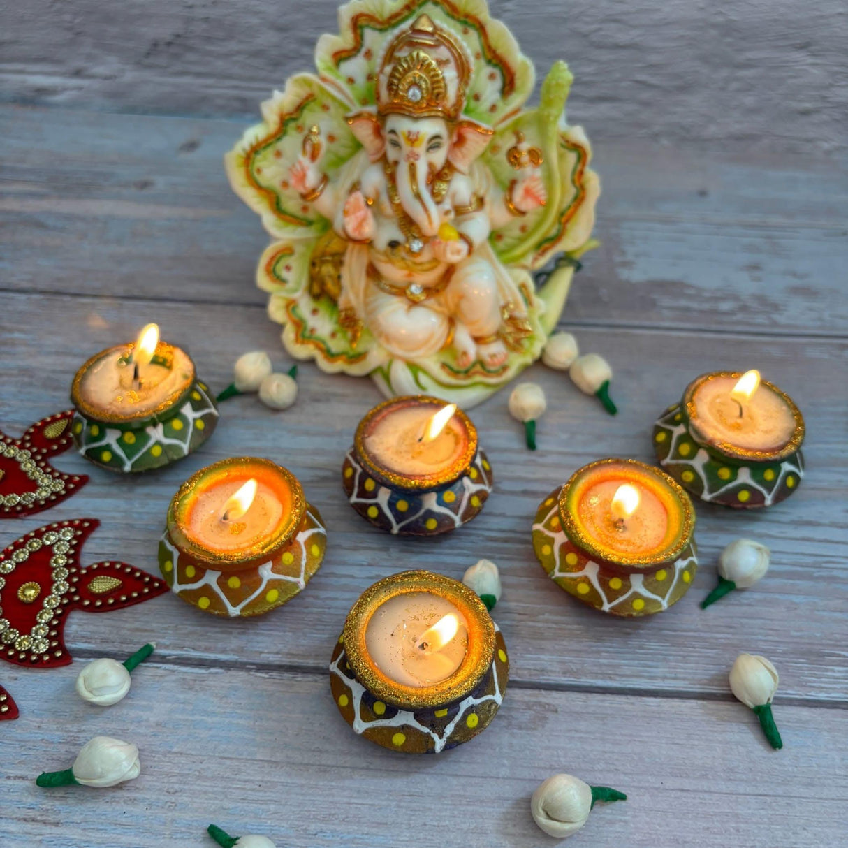Matki Clay Diya Wax Filled Handmade Traditional Diyas for Diwali Pooja Vilakku Oil Lamp Tealight Deepawali Decoration Indian Gift Items Home Temple Decor - LoveNspire