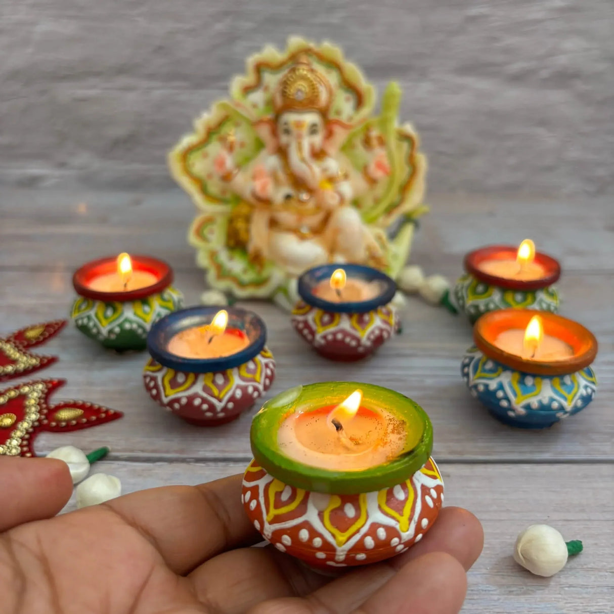 Matki Clay Diya Wax Filled Handmade Traditional Diyas for Diwali Pooja Vilakku Oil Lamp Tealight Deepawali Decoration Indian Gift Items Home Temple Decor - LoveNspire