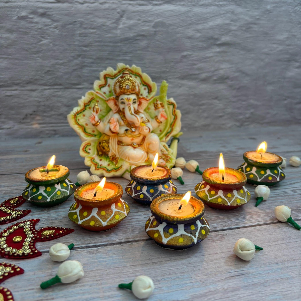 Matki Clay Diya Wax Filled Handmade Traditional Diyas for Diwali Pooja Vilakku Oil Lamp Tealight Deepawali Decoration Indian Gift Items Home Temple Decor - LoveNspire