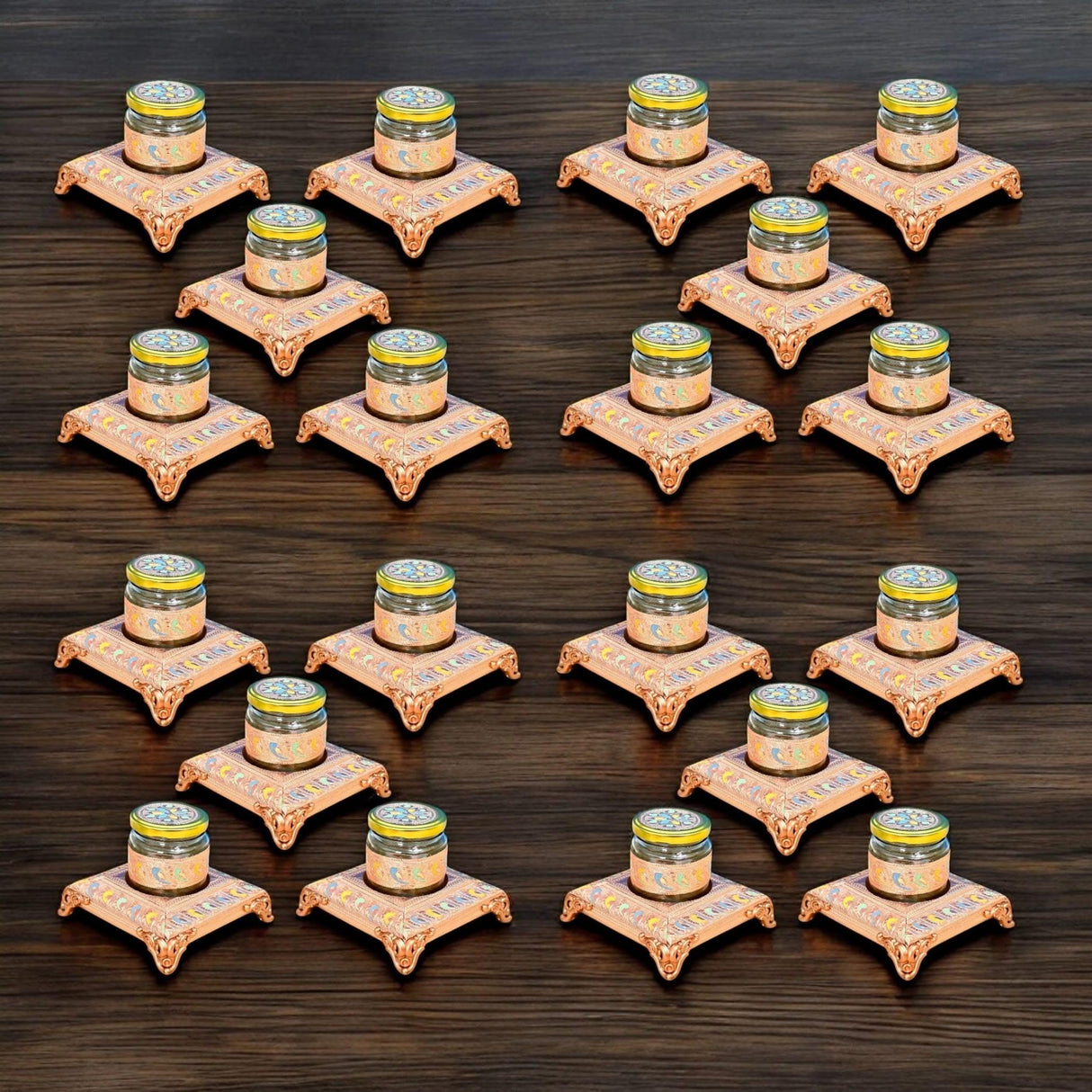 Meenakari Glass Jar Dryfruits Jars with Lid Decorative Serving Bowls Dry Fruit Storage Containers Return Gifts for Housewarming Baby Shower Wedding 200ml Cookies Nuts Candy Jar (4 Inch) - LoveNspire