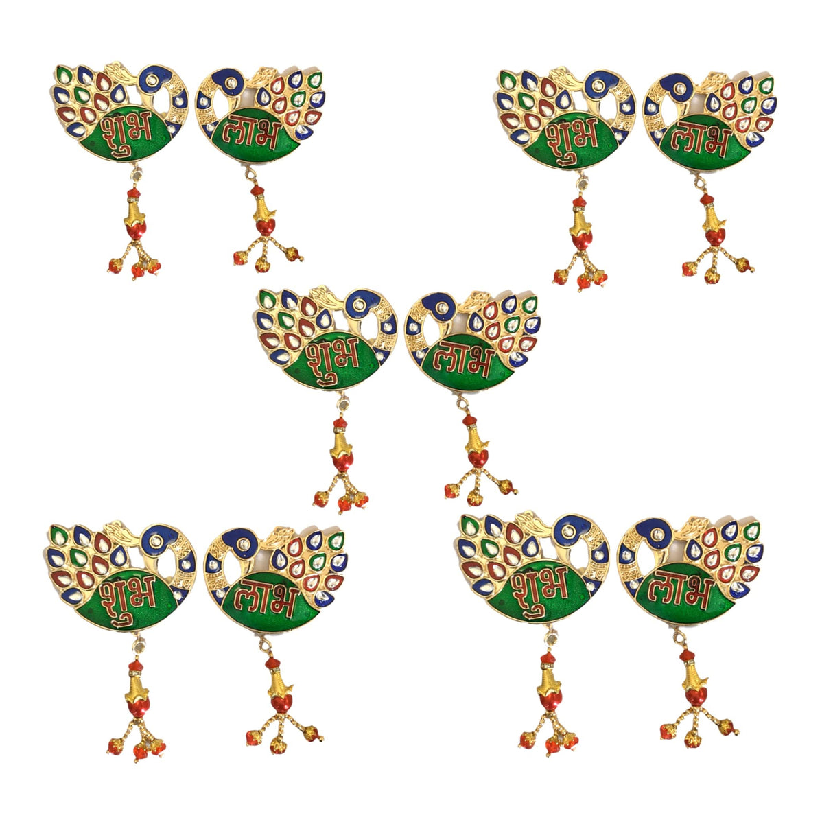 Meenakari Peacock Shubh Labh Decor Indian Traditional Gift Item for Home Office Floor/wall Stickers Wall Art Diwali Decorations Housewarming Gift - LoveNspire
